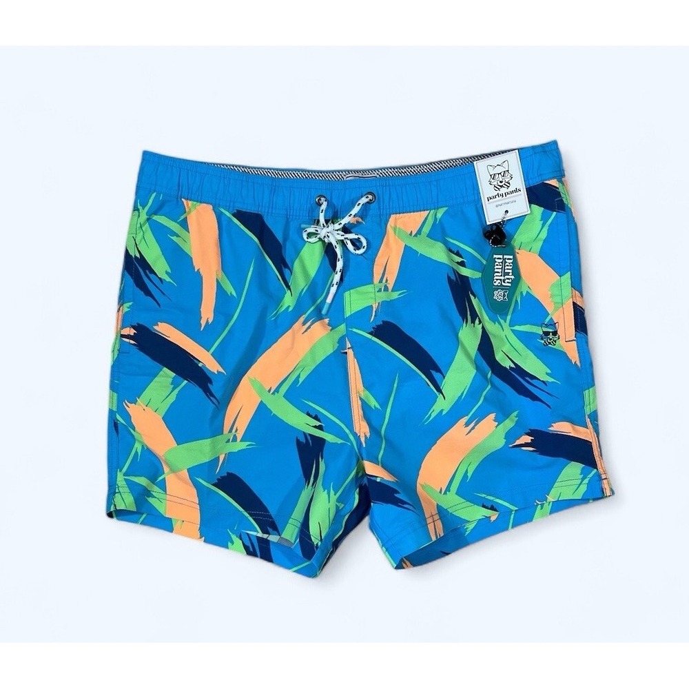Party Pants Swim Trunks Tropical drawstring shorts 2X NEW!